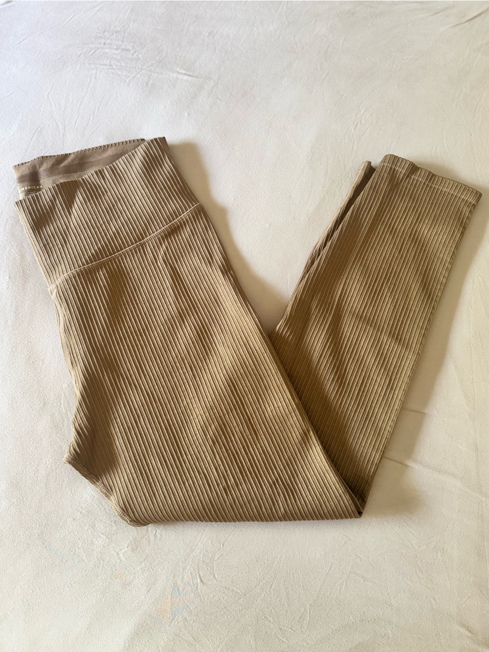 Good American High Rise Seamless Chunky Ribbed Leggings in Putty